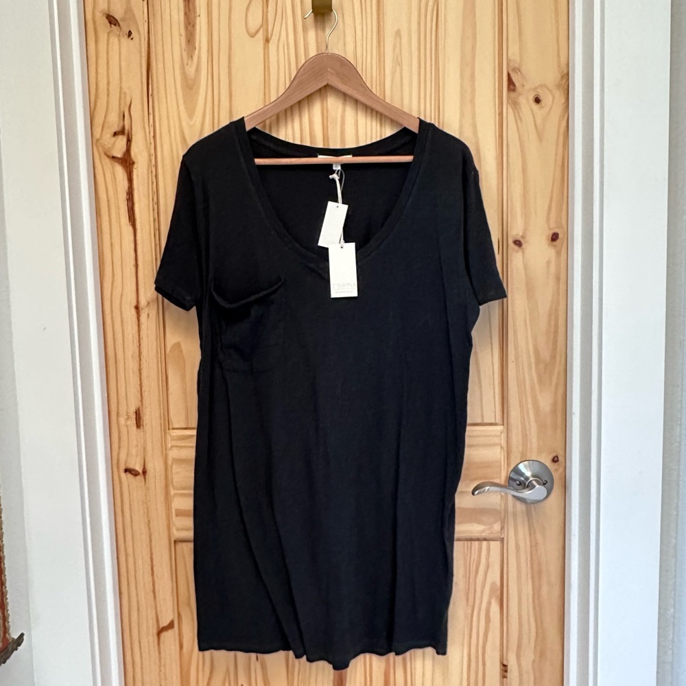 Z Supply T Shirt Dress L Black NWT
